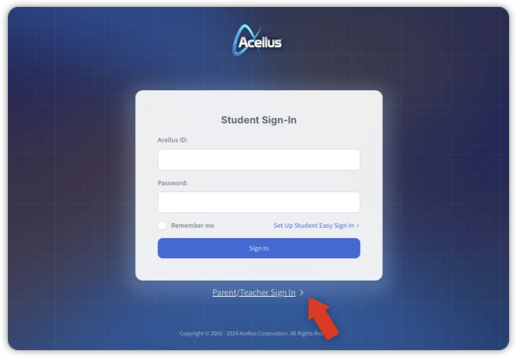 After installing the app, click the Parent/Teacher Sign in option.